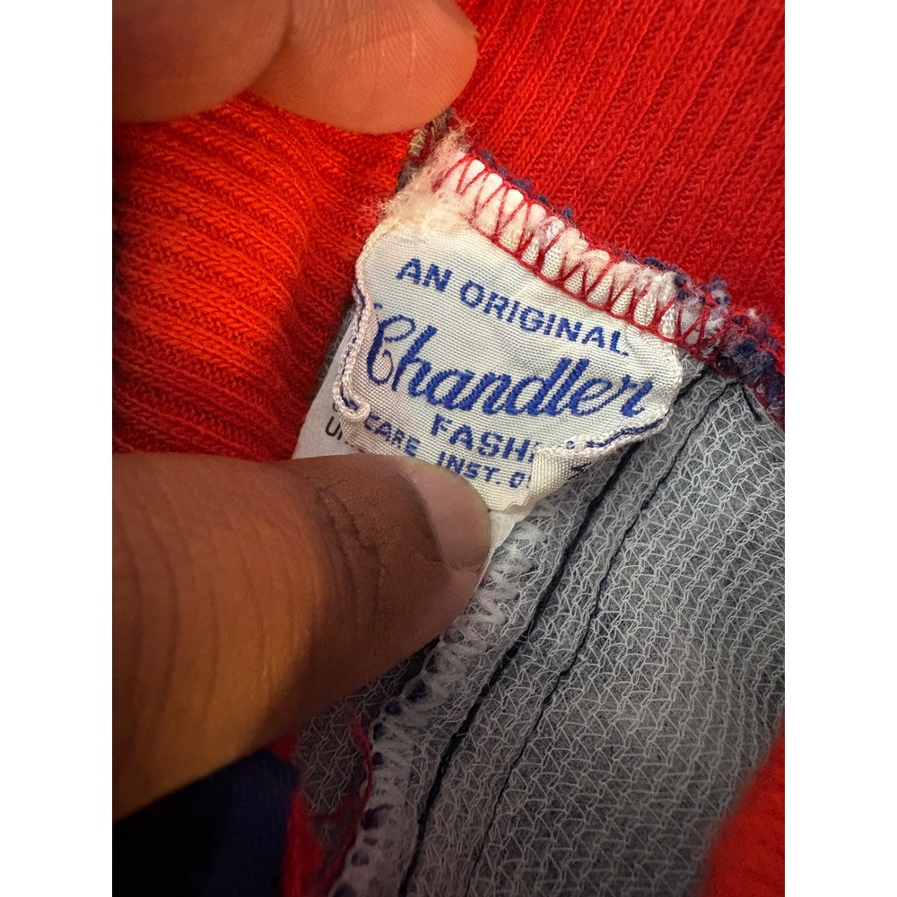 Vintage Chandler Downhill Racer Kids Snowsuit Blue Red Quilted Ski Suit Set 2T - Picture 4 of 5
